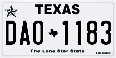 TX license plate DAO1183