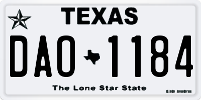 TX license plate DAO1184