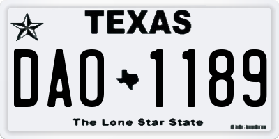 TX license plate DAO1189