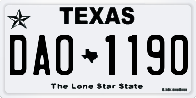 TX license plate DAO1190