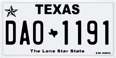 TX license plate DAO1191