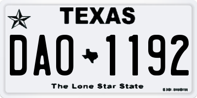 TX license plate DAO1192