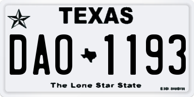 TX license plate DAO1193