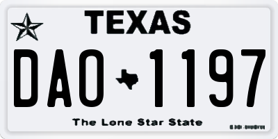 TX license plate DAO1197