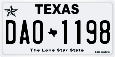 TX license plate DAO1198