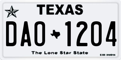 TX license plate DAO1204