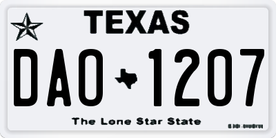 TX license plate DAO1207