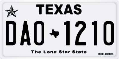 TX license plate DAO1210