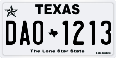 TX license plate DAO1213