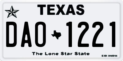 TX license plate DAO1221