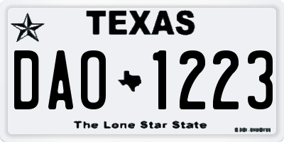TX license plate DAO1223