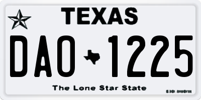 TX license plate DAO1225