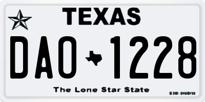 TX license plate DAO1228