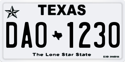 TX license plate DAO1230
