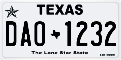 TX license plate DAO1232