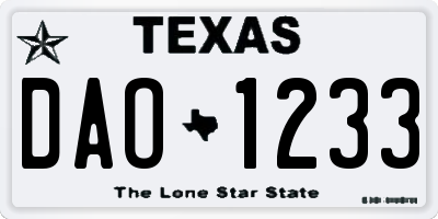 TX license plate DAO1233
