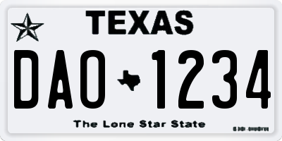TX license plate DAO1234