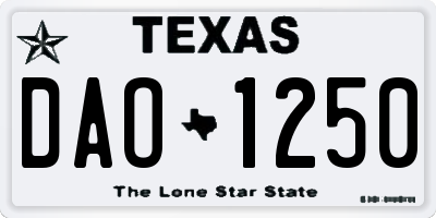 TX license plate DAO1250