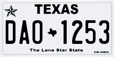 TX license plate DAO1253