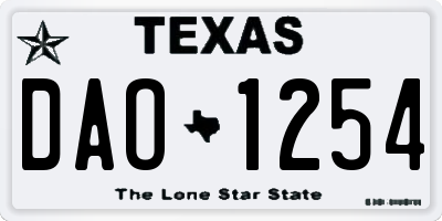 TX license plate DAO1254