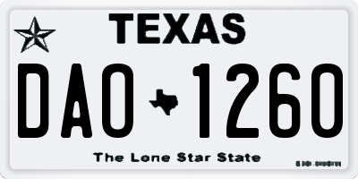 TX license plate DAO1260