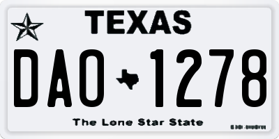 TX license plate DAO1278