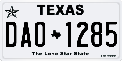 TX license plate DAO1285