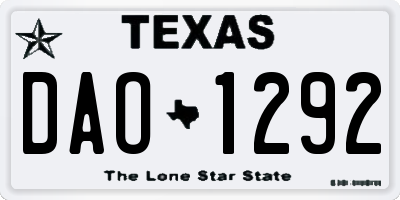 TX license plate DAO1292