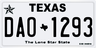 TX license plate DAO1293