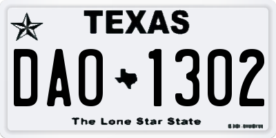 TX license plate DAO1302