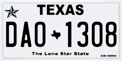 TX license plate DAO1308