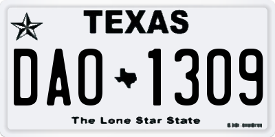 TX license plate DAO1309
