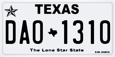 TX license plate DAO1310