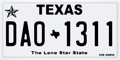 TX license plate DAO1311