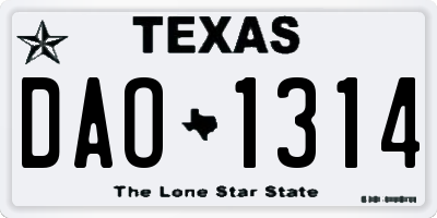 TX license plate DAO1314