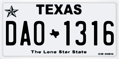 TX license plate DAO1316