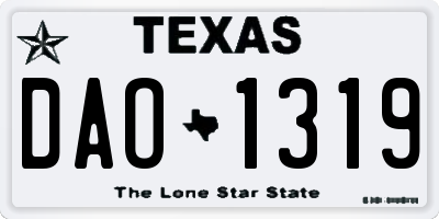 TX license plate DAO1319