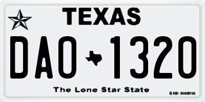 TX license plate DAO1320