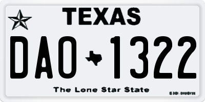 TX license plate DAO1322