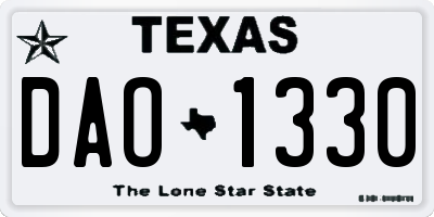 TX license plate DAO1330