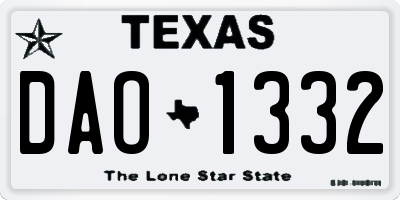 TX license plate DAO1332