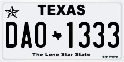 TX license plate DAO1333