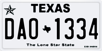 TX license plate DAO1334