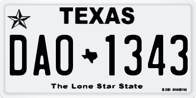 TX license plate DAO1343
