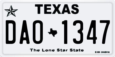 TX license plate DAO1347