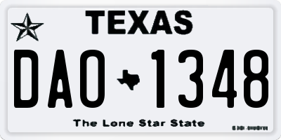 TX license plate DAO1348
