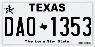 TX license plate DAO1353