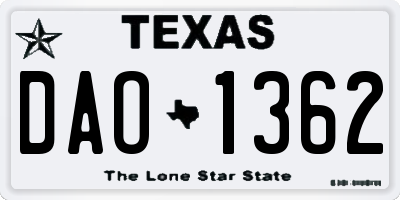 TX license plate DAO1362