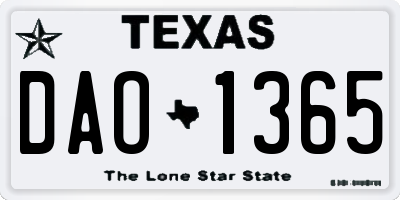 TX license plate DAO1365