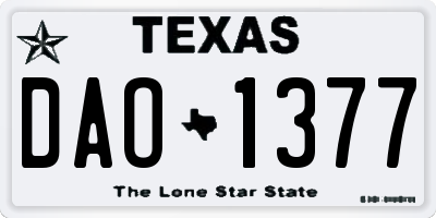 TX license plate DAO1377